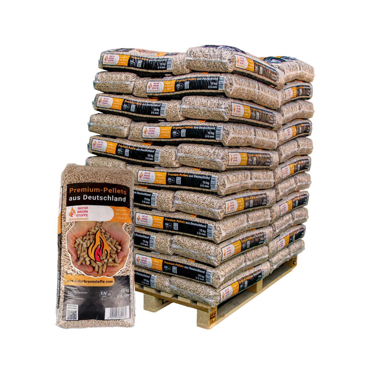Holzpellets "Naturbrennstoffe" 960 kg – 64 x 15 kg Palette